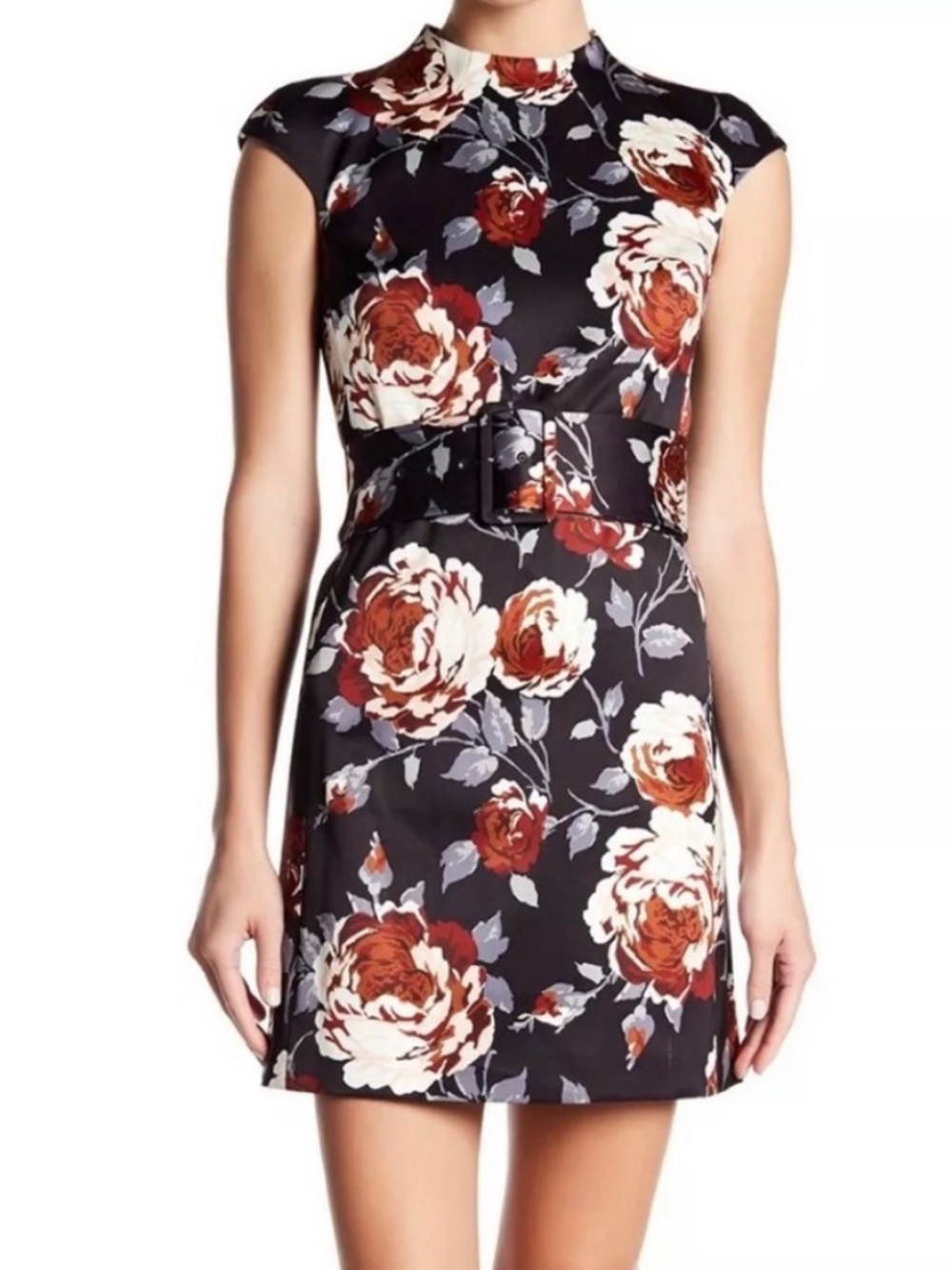 Theory Mod Belt Dress Victoria Floral Satin 4
